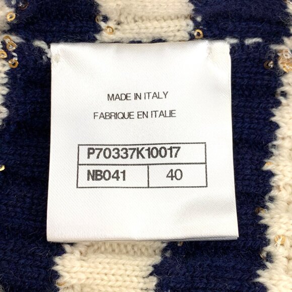 Chanel Colorblock Striped Sequin Cashmere V-Neck Long Sleeve Knit Cardigan - Picture 8 of 8